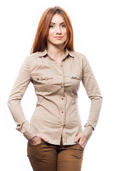 Redhead woman in shirt