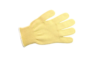 Yellow glove of isolated on white.