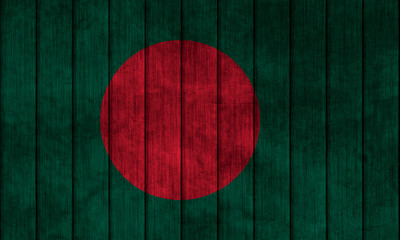 Illustration with flag in map on grunge background - Bangladesh