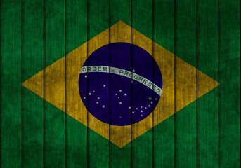 Illustration with flag in map on grunge background - Brazil