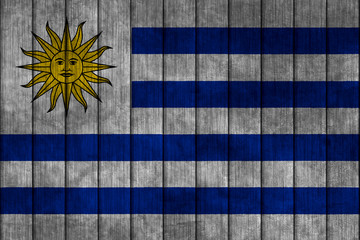 Fototapeta na wymiar Illustration with flag in map on grunge background - Uruguay