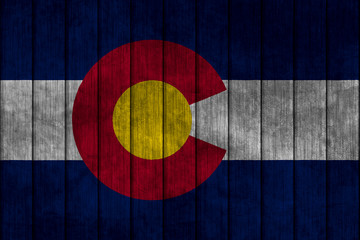 Illustration with flag in map on grunge background - Colorado