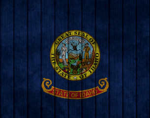 Fototapeta premium Illustration with flag in map on grunge background - Idaho