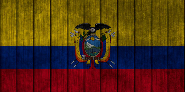 Illustration with flag in map on grunge background - Ecuador
