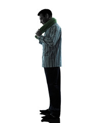 man  pajamas sleepy  tired silhouettes