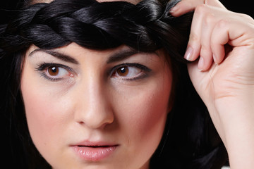 Woman with beauty long black hair