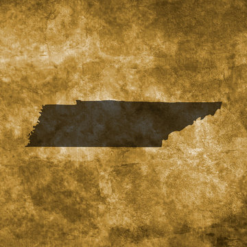 Grunge illustration with the map of Tennessee