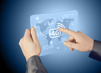 Businessman pushing 4g