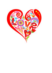 Abstract colorful heart with flowers