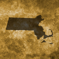 Grunge illustration with the map of Massachusetts