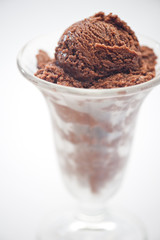 Chocolate ice cream in a glass