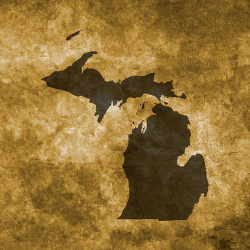 Grunge Illustration With The Map Of Michigan