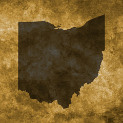 Grunge illustration with the map of Ohio