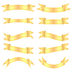 Set gold banners isolated on white background