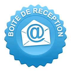 boite de réception sur bouton web denté bleu