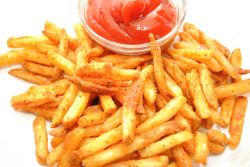 Seasoned French Fries Served with Ketsup
