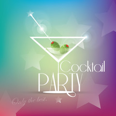 Cocktail party invitation with martini glass