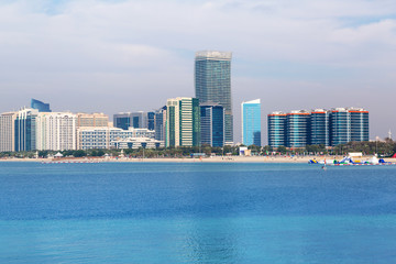 Fototapeta na wymiar Panorama of Abu Dhabi, the capital city of United Arab Emirates