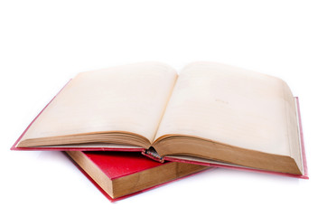 Red book on white background