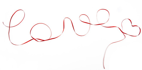 Inscription love isolated on white background