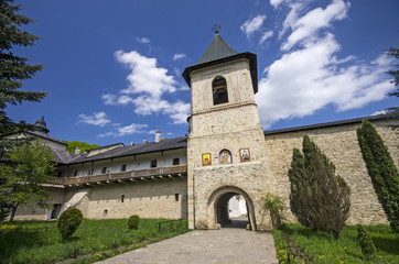 Fototapeta na wymiar Secu monastery surrounding walls