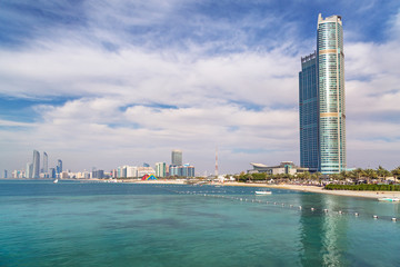 Naklejka premium Panorama of Abu Dhabi, the capital city of United Arab Emirates