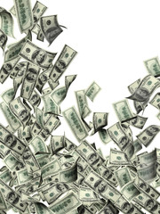 Flying banknotes of dollars