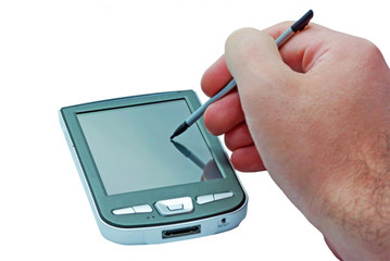 Hand and PDA phone