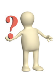 3d puppet with question mark