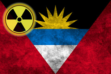 Grunge flag background with nuclear sign - Antigua and Barbuda