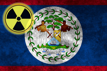 Grunge flag background with nuclear sign - Belize