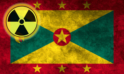 Fototapeta premium Grunge flag background with nuclear sign - Grenada