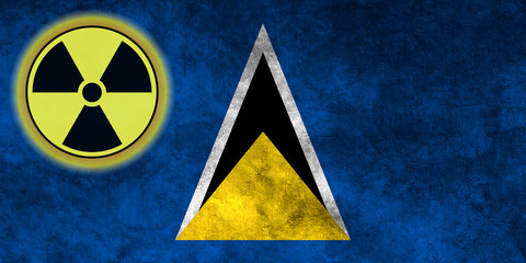 Grunge flag background with nuclear sign - Saint Lucia