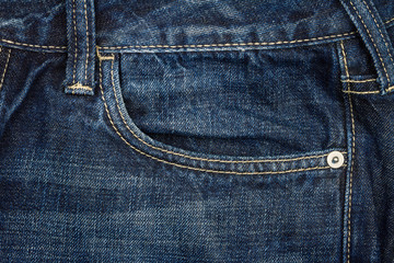 Dark blue jeans fabric with pocket