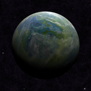 Hemisphere satellite view of a planet earth