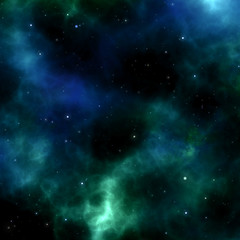 Solar system with milky way, nebulas and stars