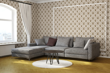 Living room with table and carpet