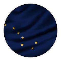 Illustration of a waving flag in a round circle - Alaska
