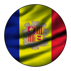 Obraz premium Illustration of a waving flag in a round circle - Andorra