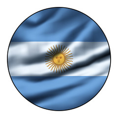 Illustration of a waving flag in a round circle - Argentina