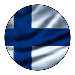 Illustration of a waving flag in a round circle - Finland