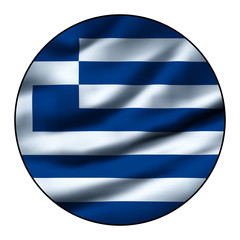 Illustration of a waving flag in a round circle - Greece