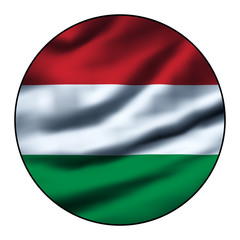 Obraz premium Illustration of a waving flag in a round circle - Hungary