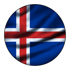 Fototapeta premium Illustration of a waving flag in a round circle - Iceland