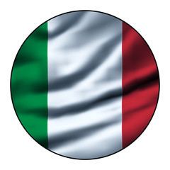 Illustration of a waving flag in a round circle - Italy