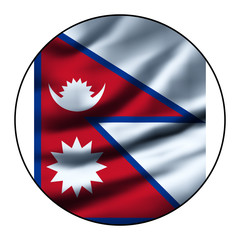 Illustration of a waving flag in a round circle - Nepal