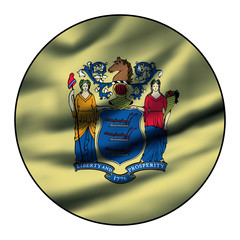 Illustration of a waving flag in a round circle - New Jersey