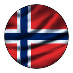 Fototapeta premium Illustration of a waving flag in a round circle - Norway