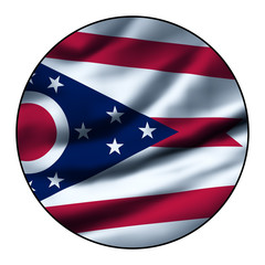 Illustration of a waving flag in a round circle - Ohio