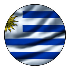 Illustration of a waving flag in a round circle - Uruguay